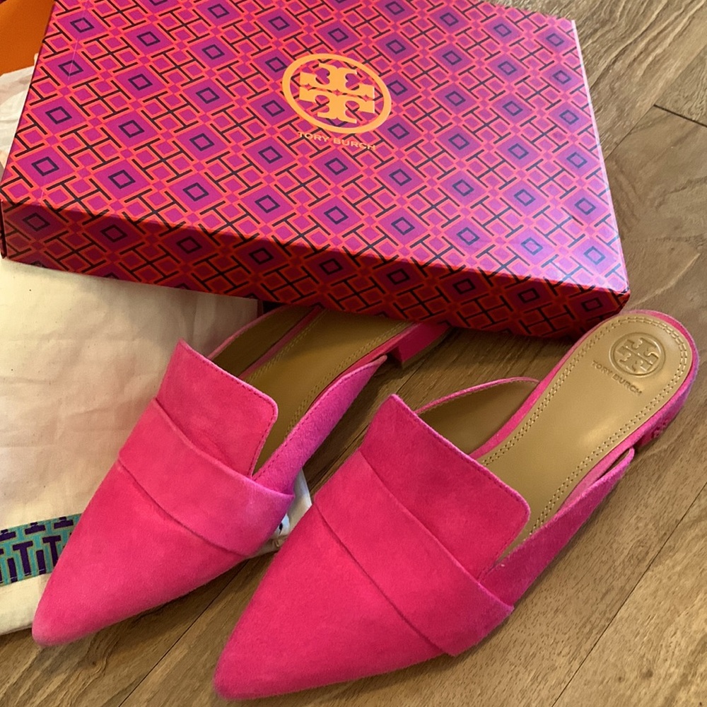 Tory Burch Rosalind Lancaster Suede Slide in Crazy Pink (Size 9)